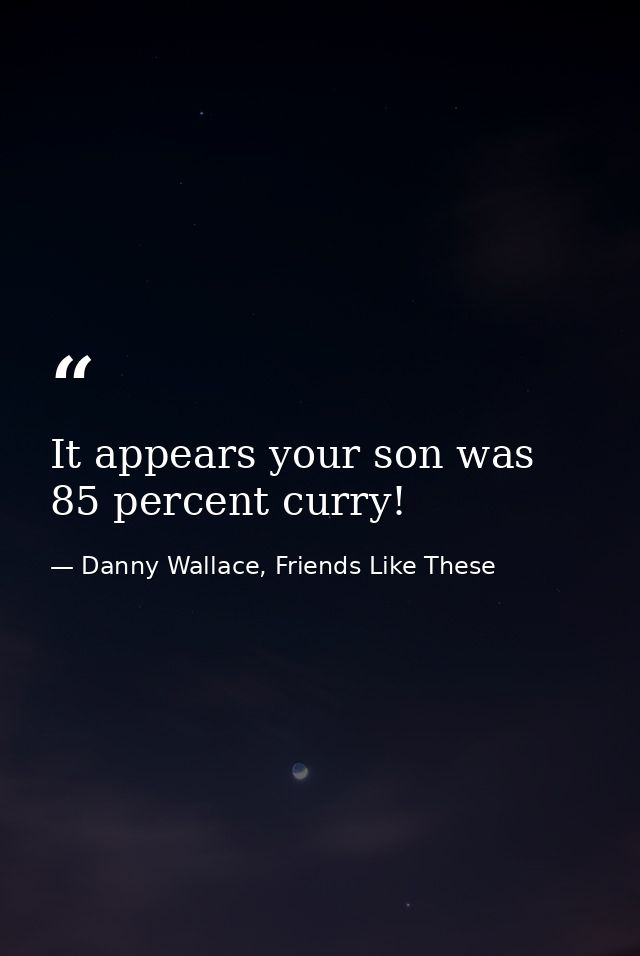 It appears your son was 85 percent curry! — Danny Wallace, Friends Like These