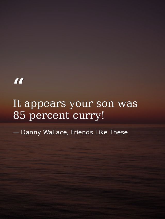 It appears your son was 85 percent curry! — Danny Wallace, Friends Like These