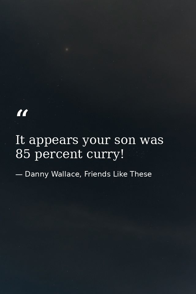 It appears your son was 85 percent curry! — Danny Wallace, Friends Like These