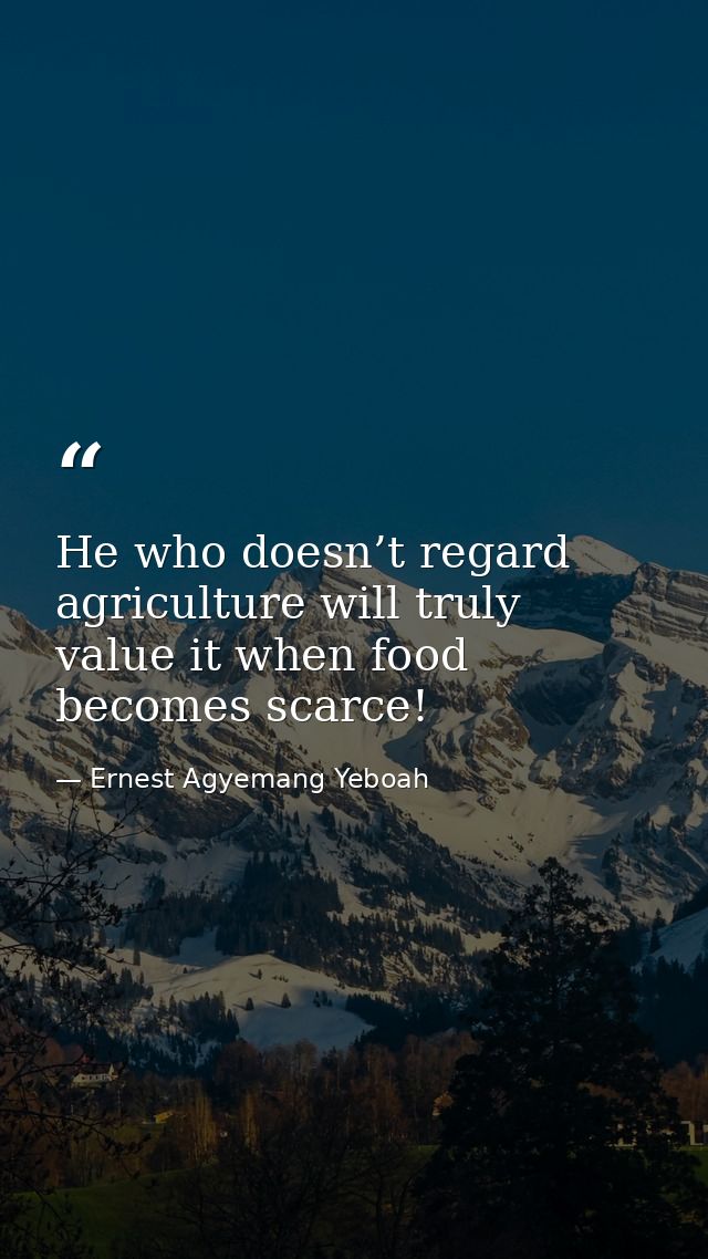 He who doesn’t regard agriculture will truly value it when food becomes scarce! — Ernest Agyemang Yeboah