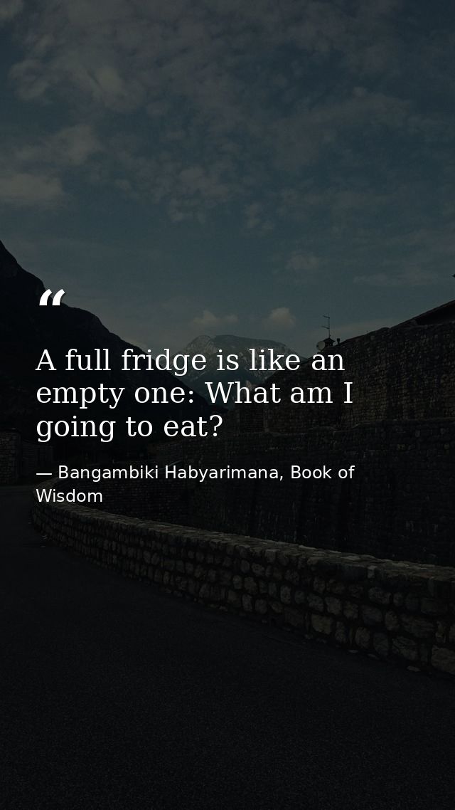 A full fridge is like an empty one: What am I going to eat? — Bangambiki Habyarimana, Book of Wisdom