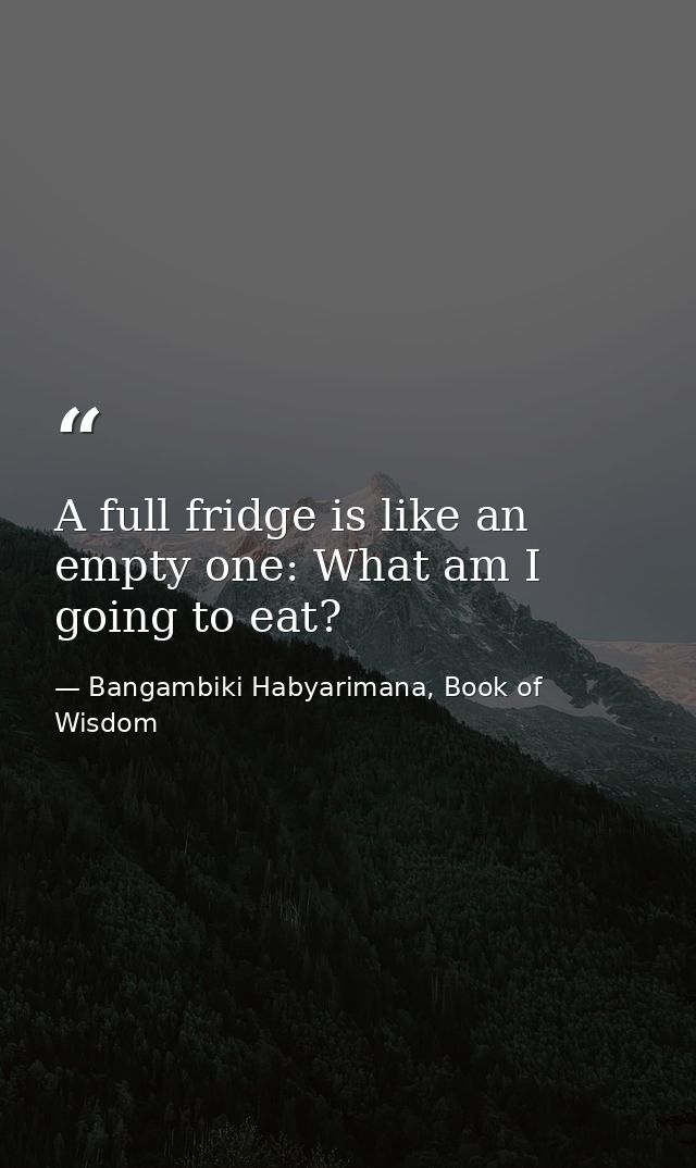 A full fridge is like an empty one: What am I going to eat? — Bangambiki Habyarimana, Book of Wisdom