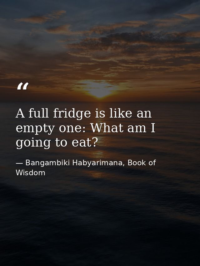 A full fridge is like an empty one: What am I going to eat? — Bangambiki Habyarimana, Book of Wisdom