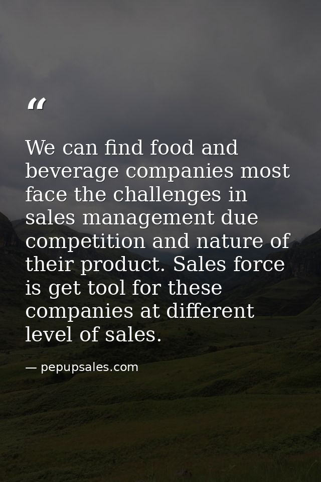 We can find food and beverage companies most face the challenges in sales management due competition and nature of their — pepupsales.com