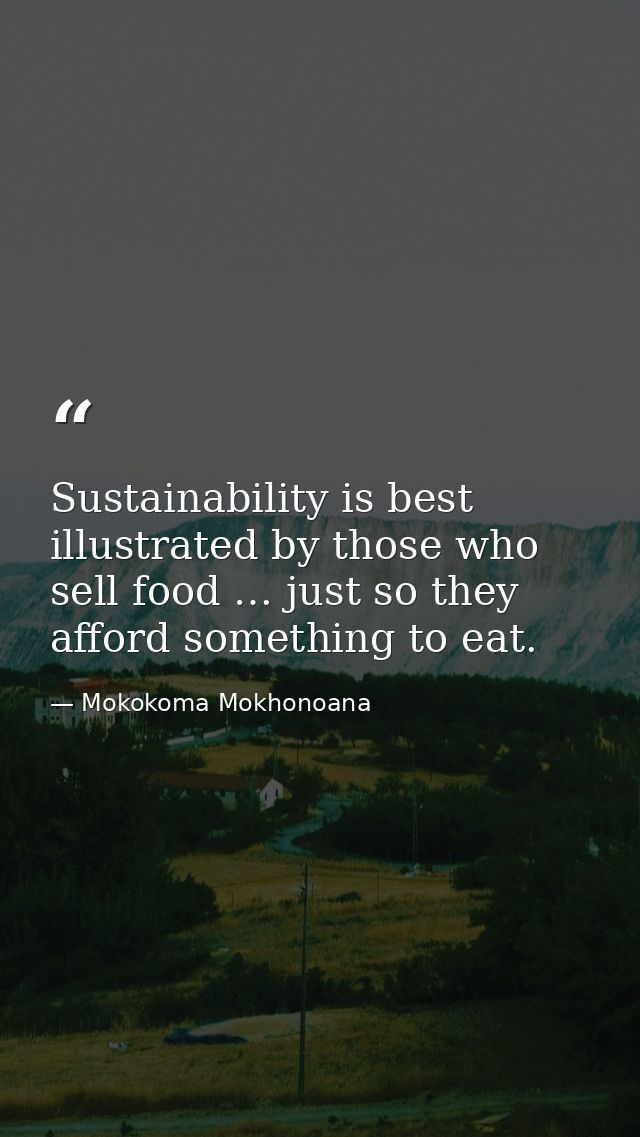 Sustainability is best illustrated by those who sell food … just so they afford something to eat. — Mokokoma Mokhonoana
