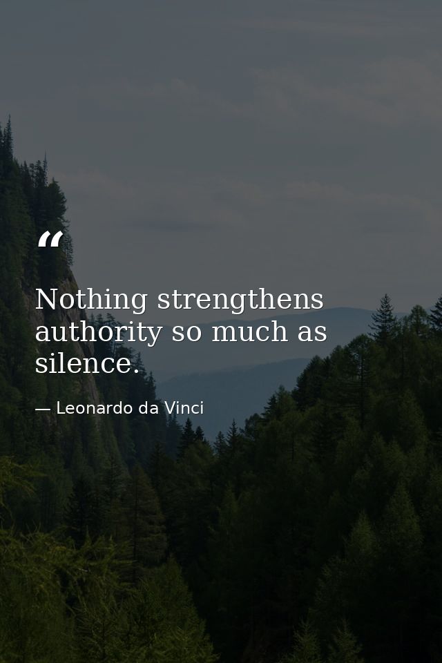 Nothing strengthens authority so much as silence. — Leonardo da Vinci
