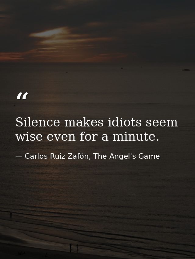 Silence makes idiots seem wise even for a minute. — Carlos Ruiz Zafón, The Angel's Game