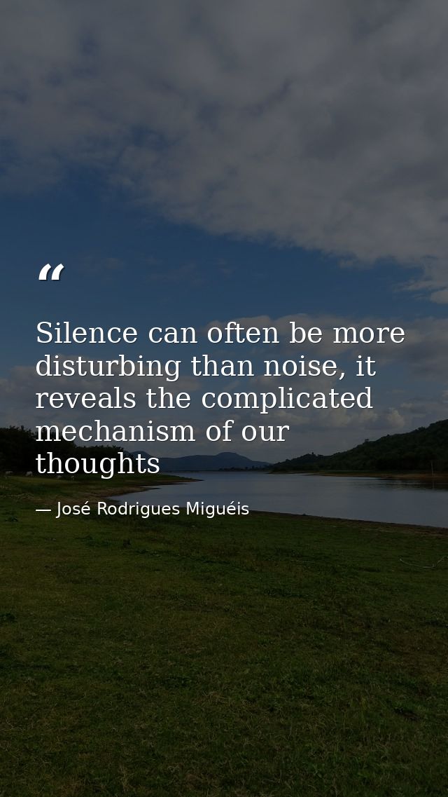 Silence can often be more disturbing than noise, it reveals the complicated mechanism of our thoughts — José Rodrigues Miguéis
