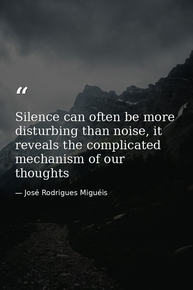 Silence can often be more disturbing than noise, it reveals the complicated mechanism of our thoughts — José Rodrigues Miguéis
