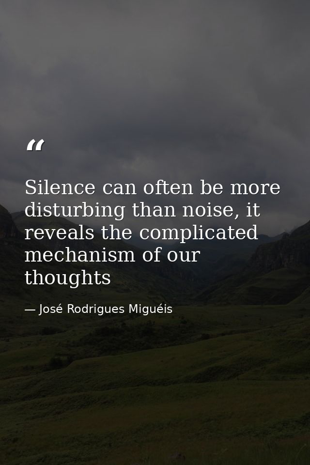Silence can often be more disturbing than noise, it reveals the complicated mechanism of our thoughts — José Rodrigues Miguéis