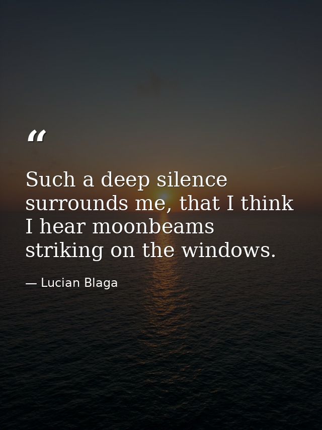 Such a deep silence surrounds me, that I think I hear moonbeams striking on the windows. — Lucian Blaga
