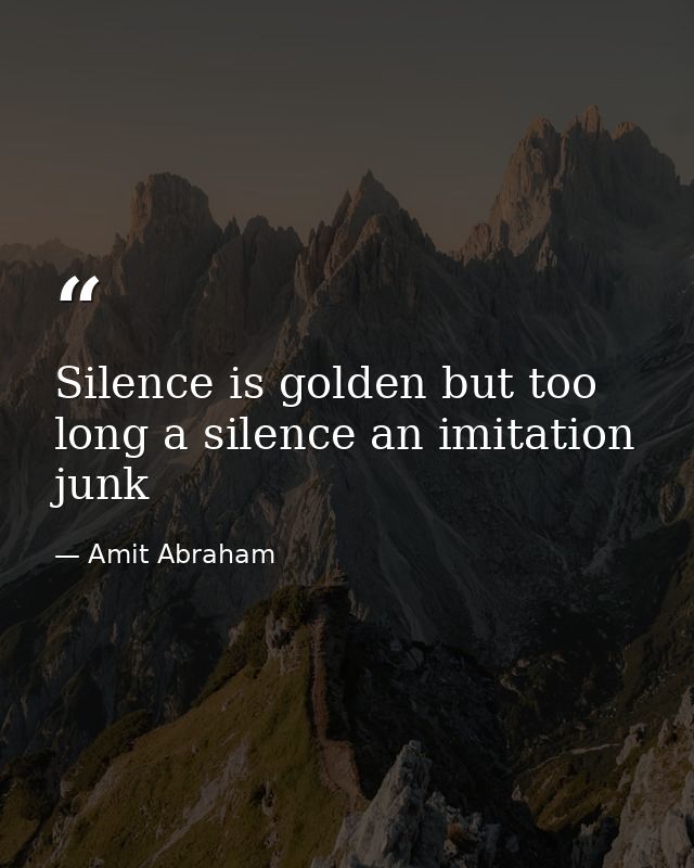 Silence is golden but too long a silence an imitation junk — Amit Abraham