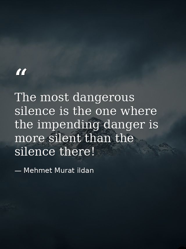 The most dangerous silence is the one where the impending danger is more silent than the silence there! — Mehmet Murat ildan
