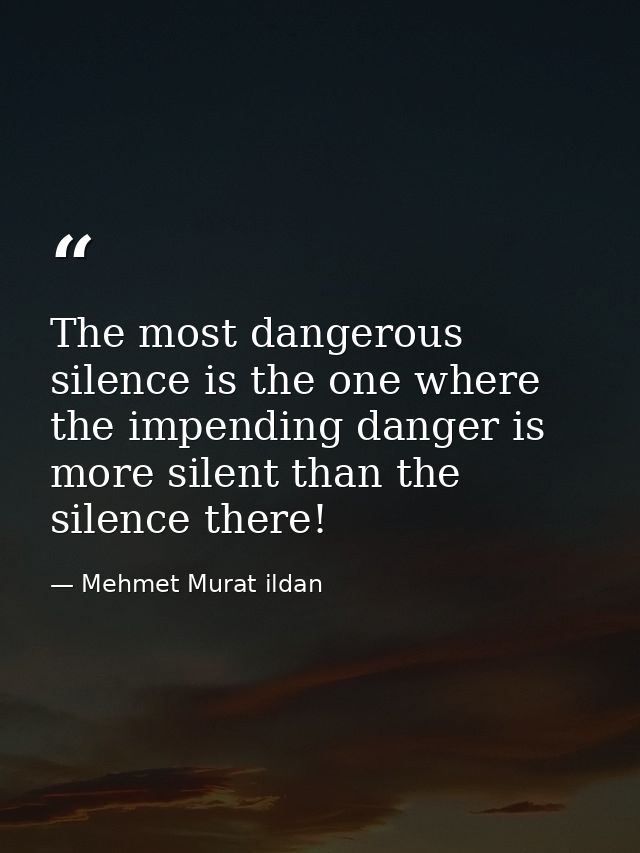 The most dangerous silence is the one where the impending danger is more silent than the silence there! — Mehmet Murat ildan