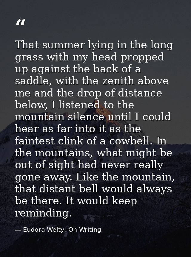 That summer lying in the long grass with my head propped up against the back of a saddle, with the zenith above me and t — Eudora Welty, On Writing
