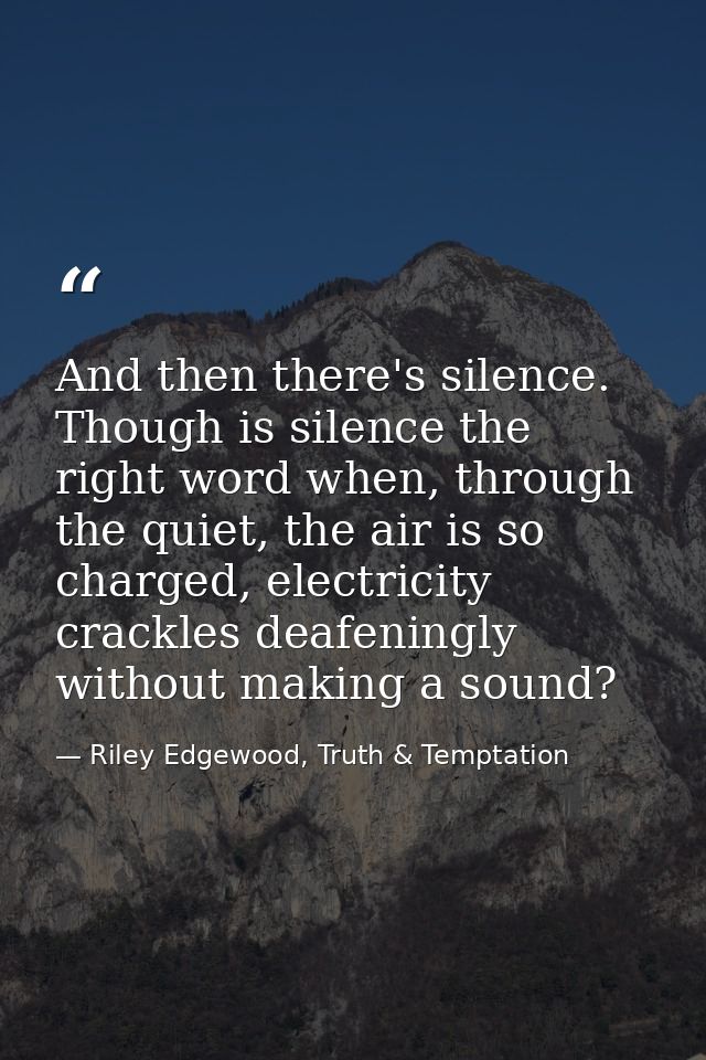 And then there's silence. Though is silence the right word when, through the quiet, the air is so charged, electricity c — Riley Edgewood, Truth & Temptation