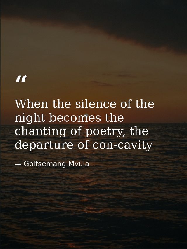 When the silence of the night becomes the chanting of poetry, the departure of con-cavity — Goitsemang Mvula