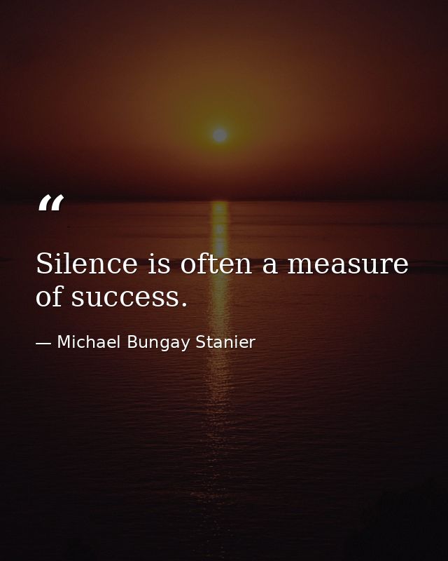 Silence is often a measure of success. — Michael Bungay Stanier