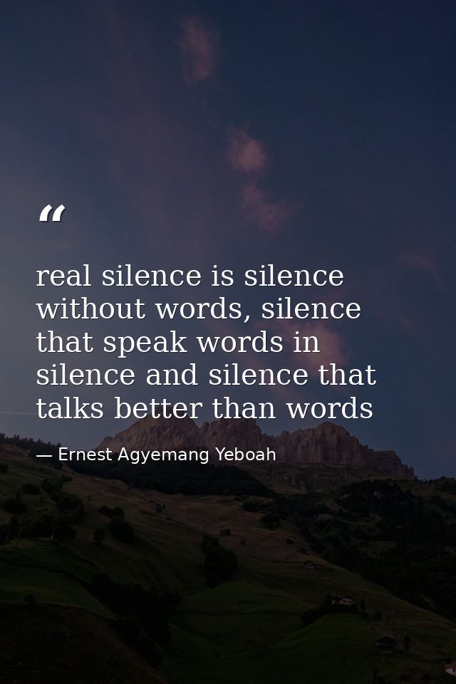 real silence is silence without words, silence that speak words in silence and silence that talks better than words — Ernest Agyemang Yeboah