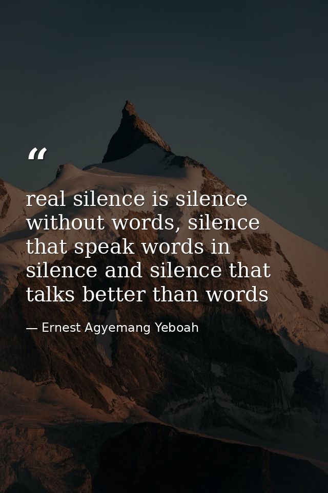 real silence is silence without words, silence that speak words in silence and silence that talks better than words — Ernest Agyemang Yeboah