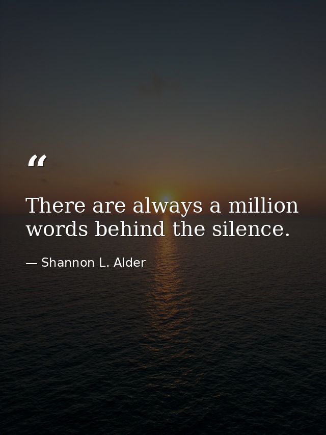 There are always a million words behind the silence. — Shannon L. Alder