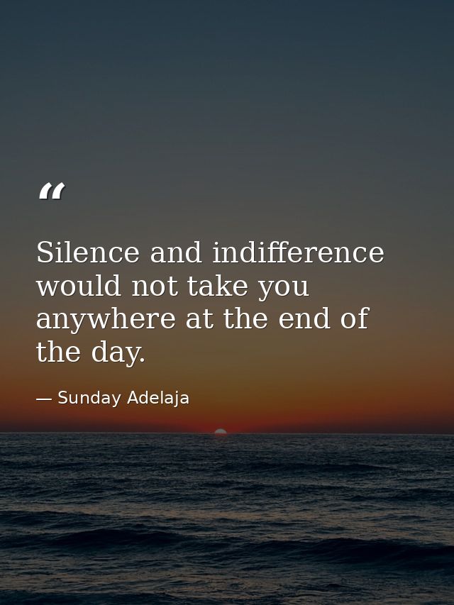 Silence and indifference would not take you anywhere at the end of the day. — Sunday Adelaja
