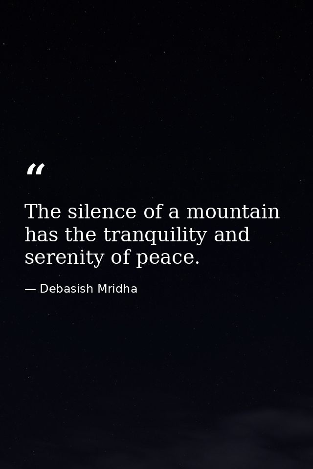 The silence of a mountain has the tranquility and serenity of peace. — Debasish Mridha