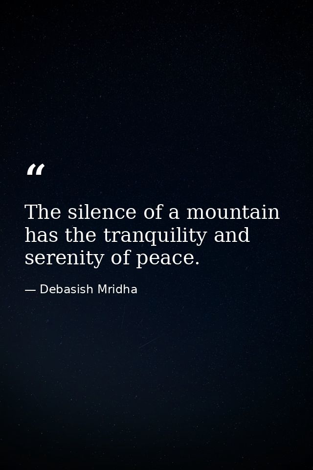 The silence of a mountain has the tranquility and serenity of peace. — Debasish Mridha
