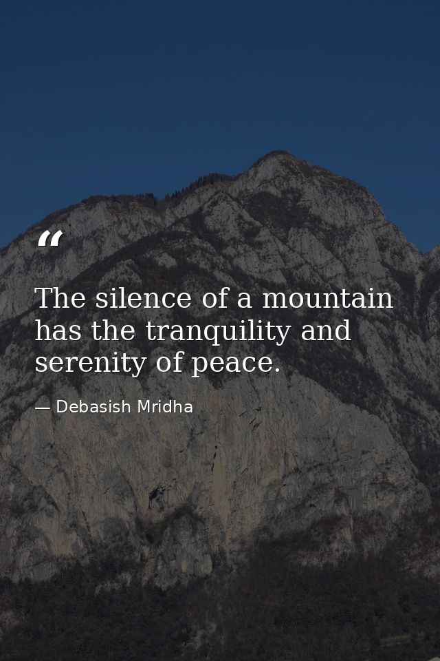 The silence of a mountain has the tranquility and serenity of peace. — Debasish Mridha