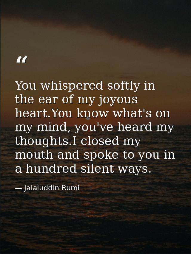 You whispered softly in the ear of my joyous heart.You know what's on my mind, you've heard my thoughts.I closed my mout — Jalaluddin Rumi
