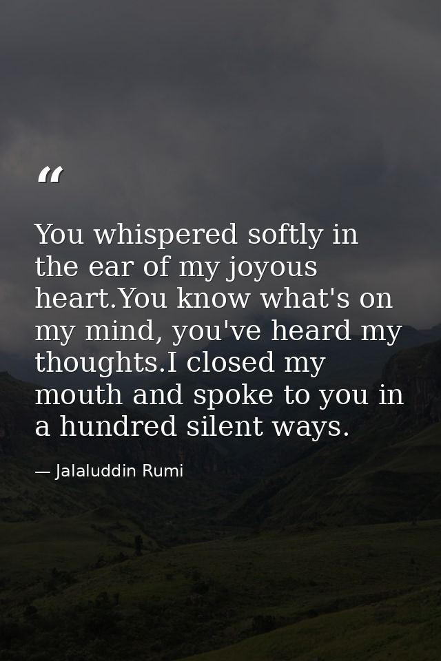 You whispered softly in the ear of my joyous heart.You know what's on my mind, you've heard my thoughts.I closed my mout — Jalaluddin Rumi
