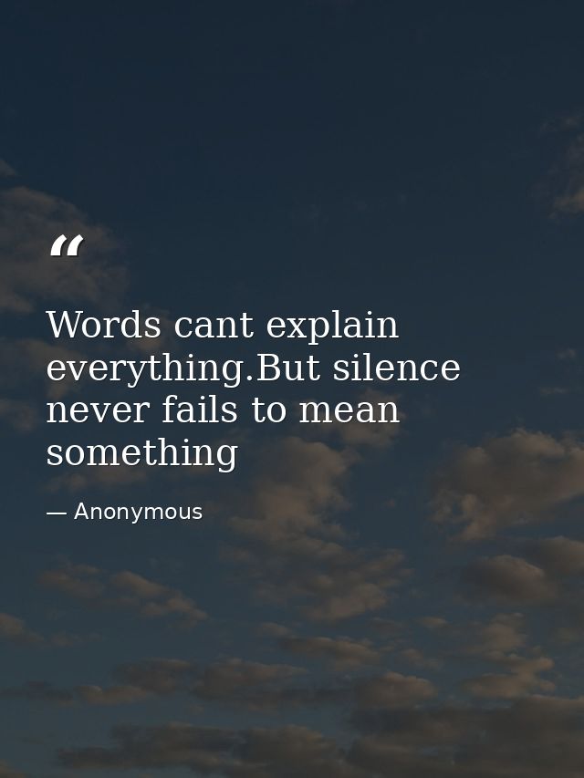 Words cant explain everything.But silence never fails to mean something — Anonymous