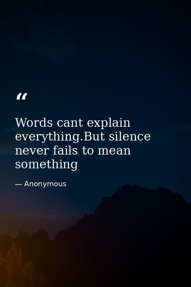 Words cant explain everything.But silence never fails to mean something — Anonymous