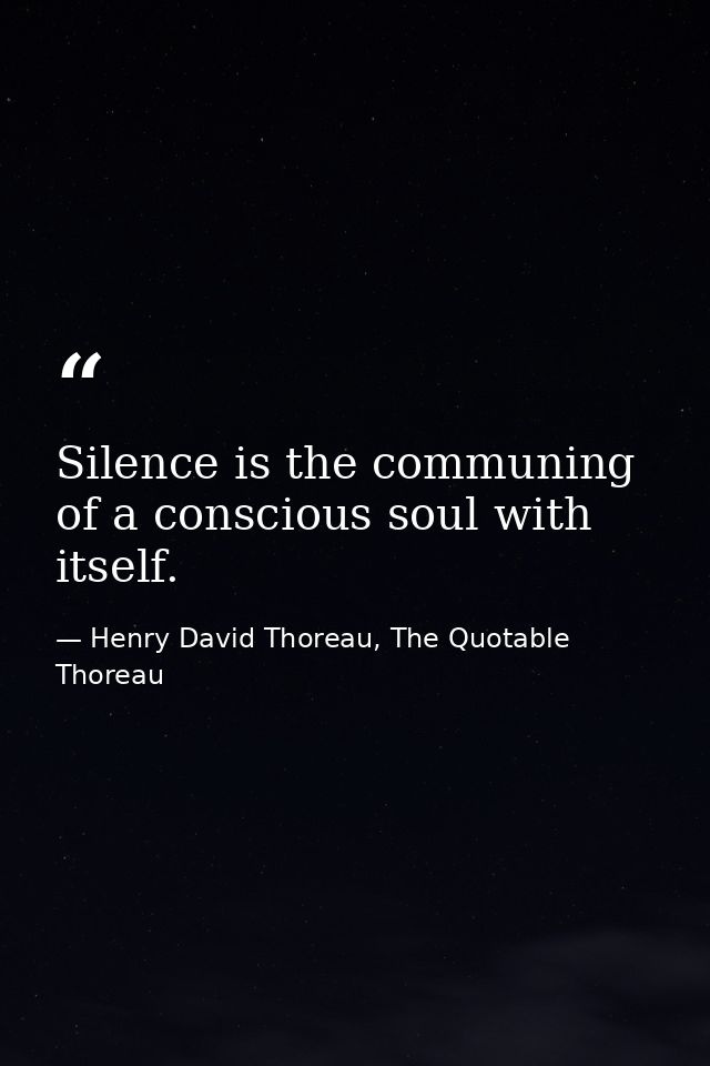 Silence is the communing of a conscious soul with itself. — Henry David Thoreau, The Quotable Thoreau