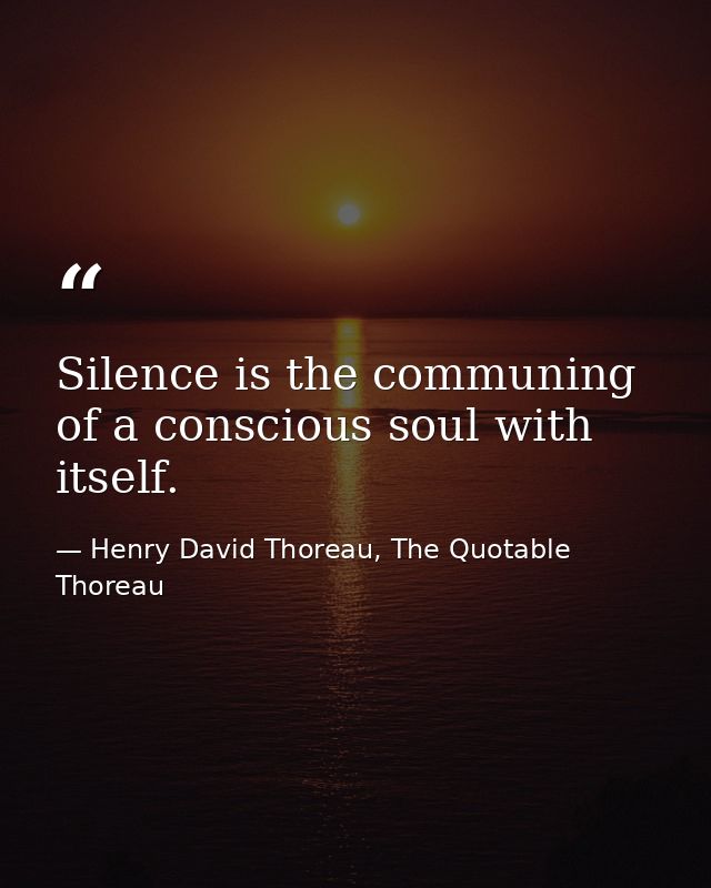Silence is the communing of a conscious soul with itself. — Henry David Thoreau, The Quotable Thoreau