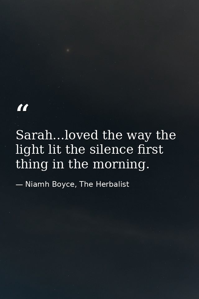 Sarah...loved the way the light lit the silence first thing in the morning. — Niamh Boyce, The Herbalist