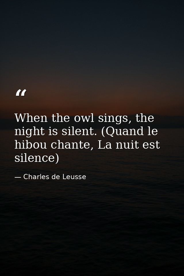 When the owl sings, the night is silent. (Quand le hibou chante, La nuit est silence) — Charles de Leusse