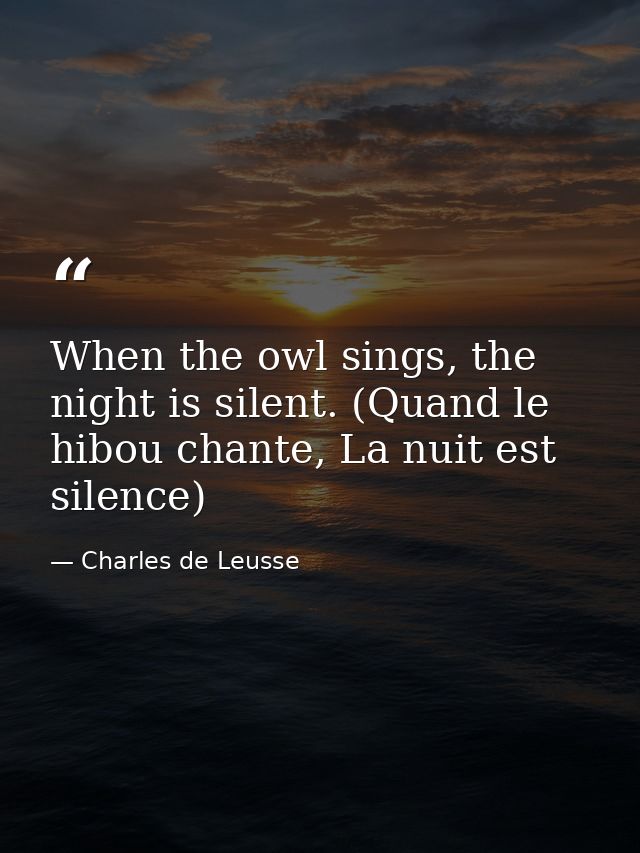 When the owl sings, the night is silent. (Quand le hibou chante, La nuit est silence) — Charles de Leusse
