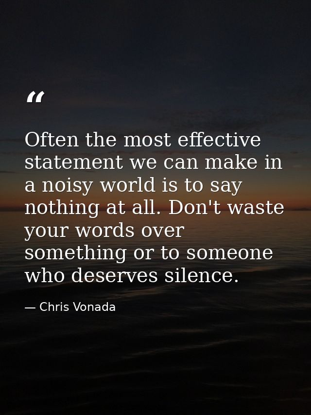 Often the most effective statement we can make in a noisy world is to say nothing at all. Don't waste your words over so — Chris Vonada