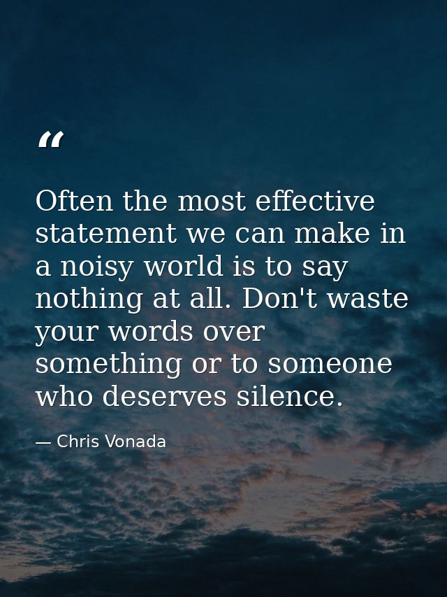 Often the most effective statement we can make in a noisy world is to say nothing at all. Don't waste your words over so — Chris Vonada