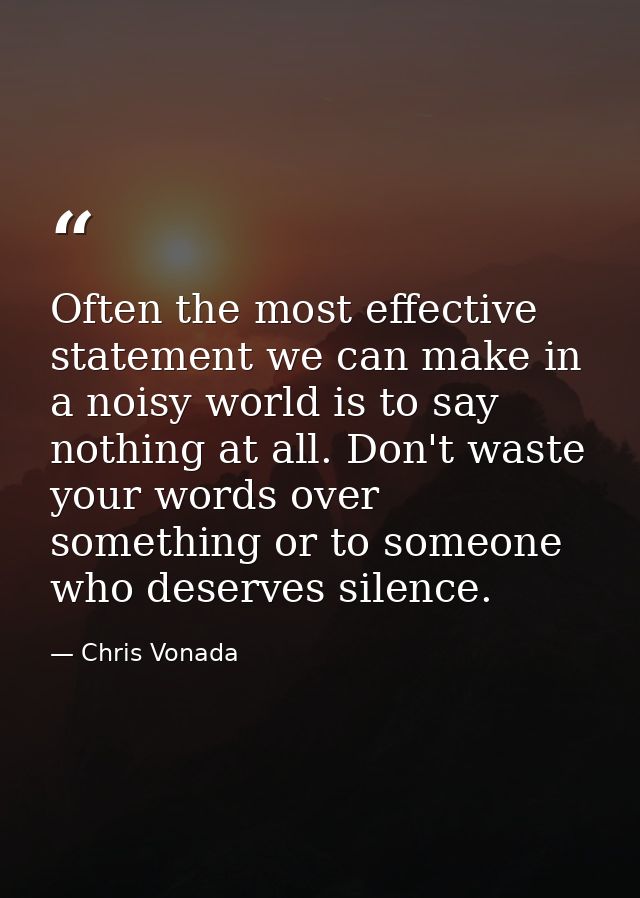 Often the most effective statement we can make in a noisy world is to say nothing at all. Don't waste your words over so — Chris Vonada