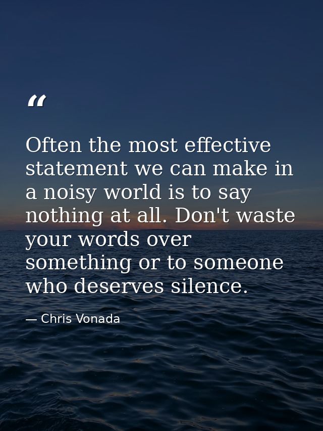 Often the most effective statement we can make in a noisy world is to say nothing at all. Don't waste your words over so — Chris Vonada