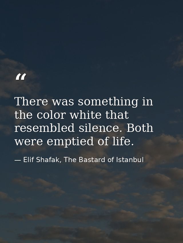 There was something in the color white that resembled silence. Both were emptied of life. — Elif Shafak, The Bastard of Istanbul