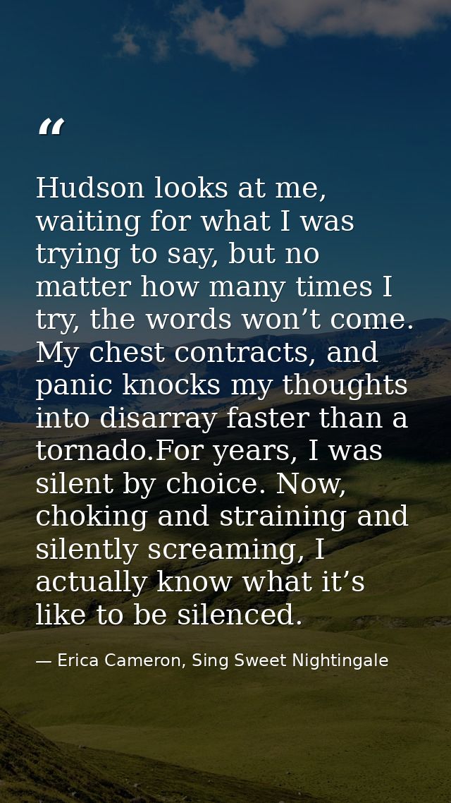 Hudson looks at me, waiting for what I was trying to say, but no matter how many times I try, the words won’t come. My c — Erica Cameron, Sing Sweet Nightingale