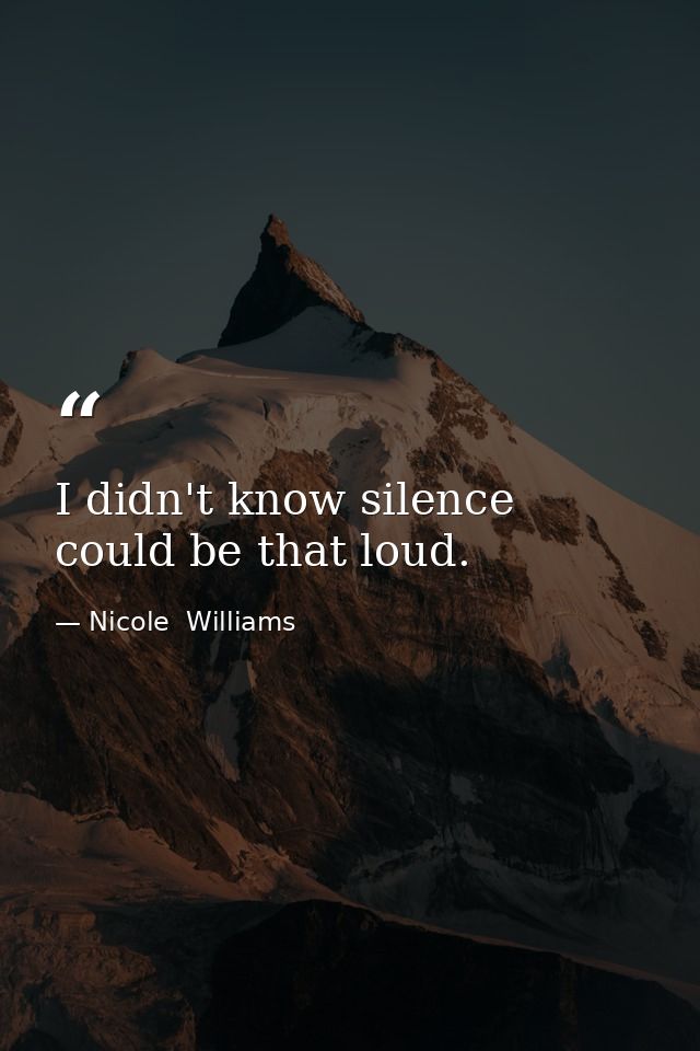 I didn't know silence could be that loud. — Nicole  Williams