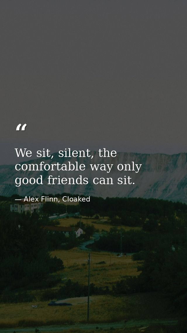 We sit, silent, the comfortable way only good friends can sit. — Alex Flinn, Cloaked