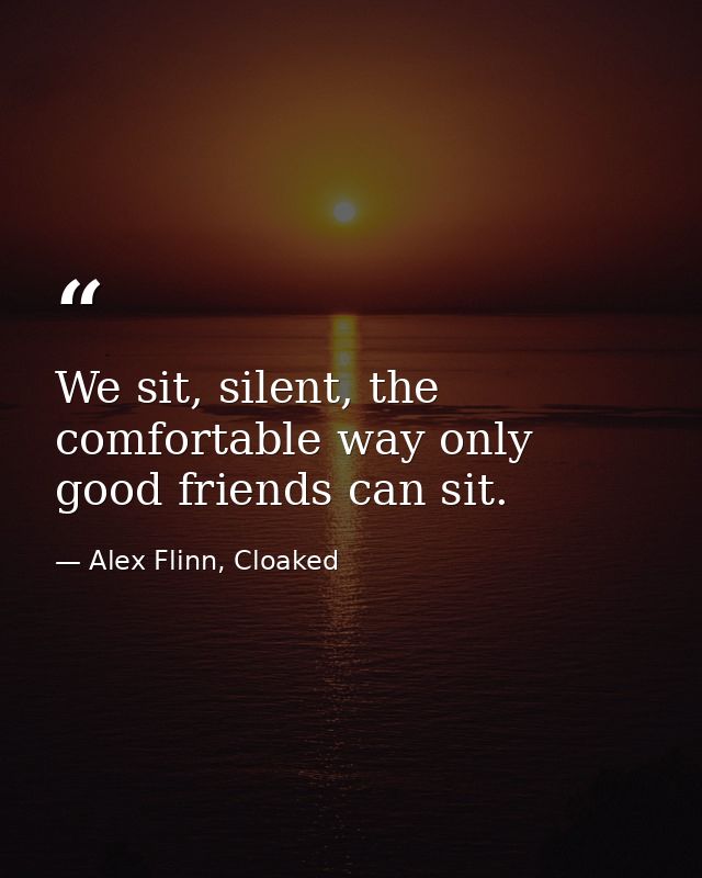We sit, silent, the comfortable way only good friends can sit. — Alex Flinn, Cloaked