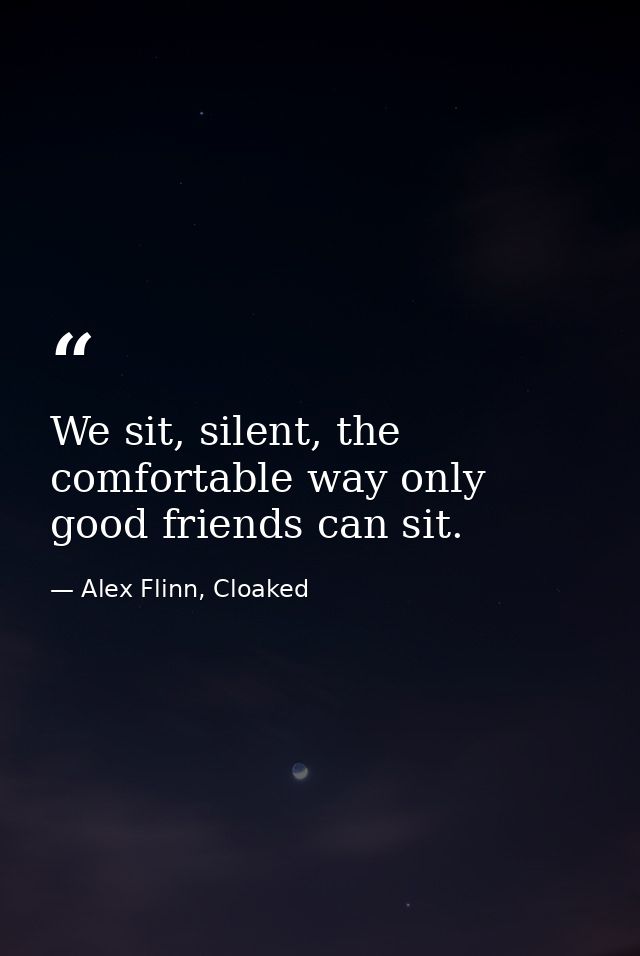 We sit, silent, the comfortable way only good friends can sit. — Alex Flinn, Cloaked