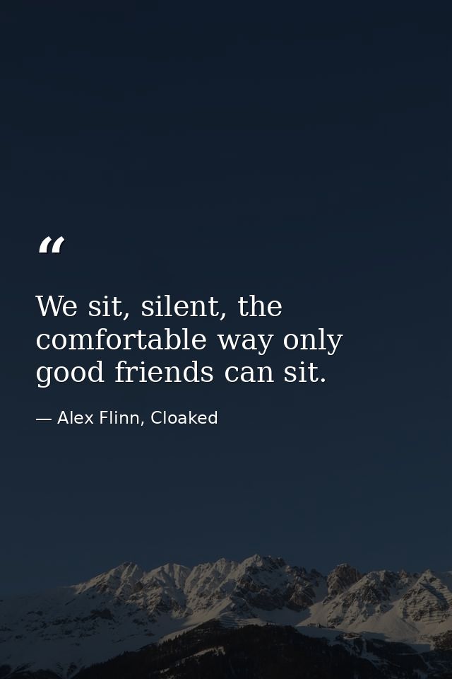 We sit, silent, the comfortable way only good friends can sit. — Alex Flinn, Cloaked