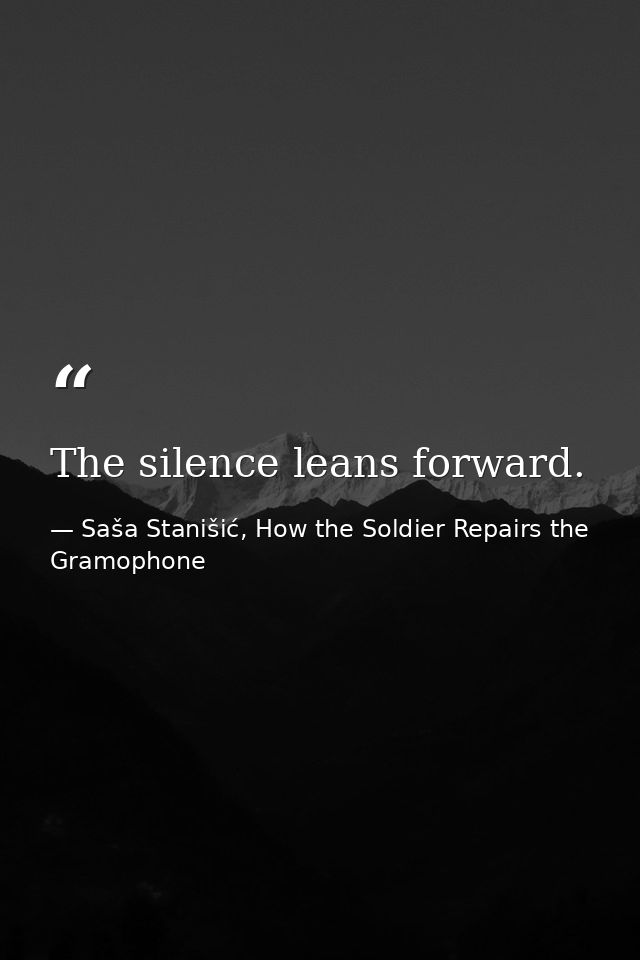 The silence leans forward. — Saša Stanišić, How the Soldier Repairs the Gramophone
